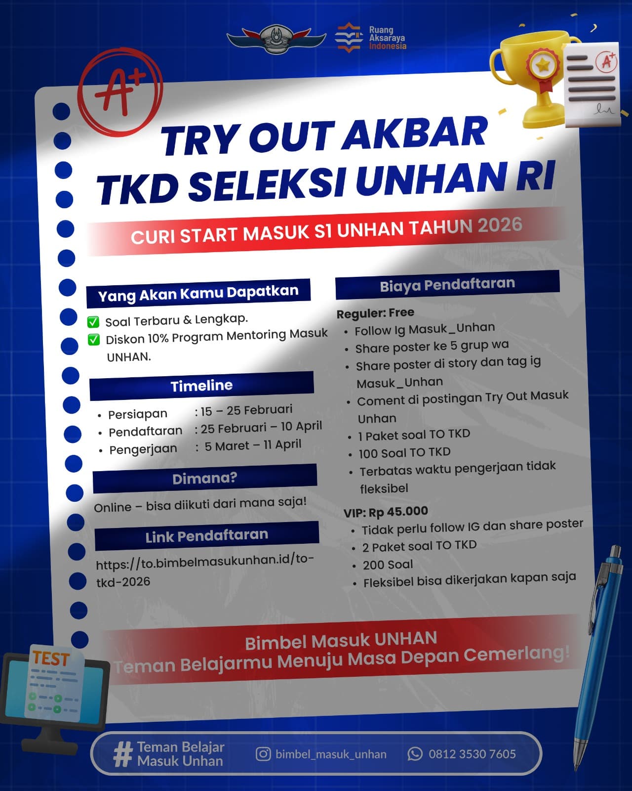 Banner Tryout Akbar TKD Seleksi UNHAN RI